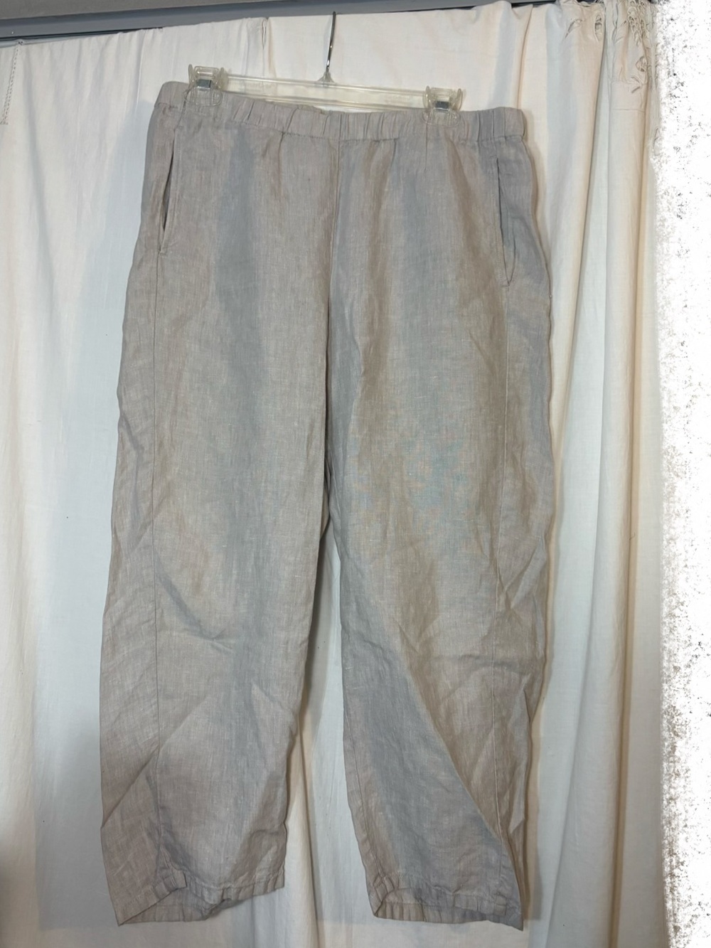 J. Jill women’s small linen cropped pants light gray